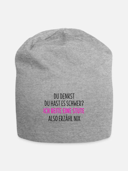 Pferdesprüche TShirt Pferd Reitersprüche Geschenk - Jersey-Beanie - Grau meliert
