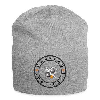 boule logo carreau sur place orange - Bonnet en jersey - gris chiné - Devant
