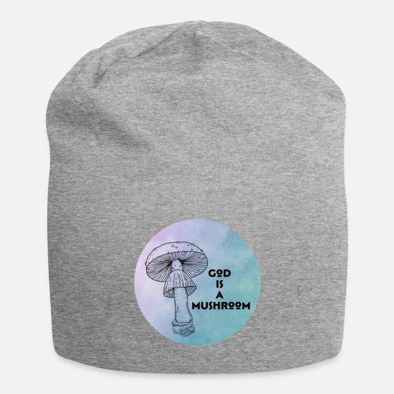 Gott ist ein Pilz - Jersey-Beanie - Grau meliert