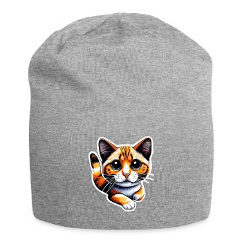 Eine orangefarbene Katze mit ihrem leuchtenden Fell, - Jersey-Beanie - Grau meliert - Vorne