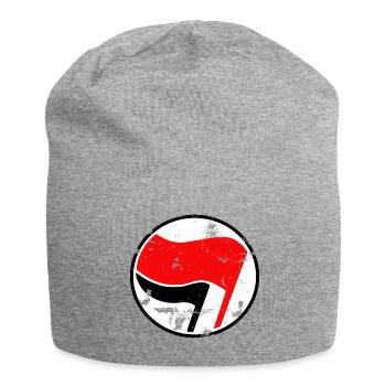 Antifa-Flaggen Logo Grunge - Jersey-Beanie - Grau meliert - Vorne