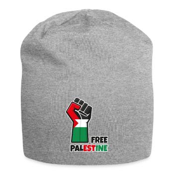 Poing levé avec drapeau palestine. Free Palestine - Bonnet en jersey - gris chiné - Devant