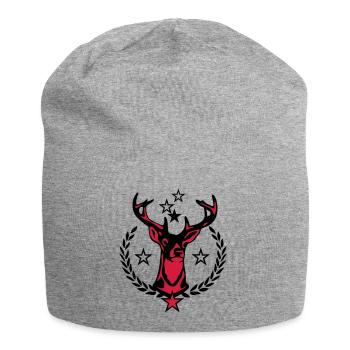 28 Hirsch Lorbeerkranz Sterne - Jersey-Beanie - Grau meliert - Vorne