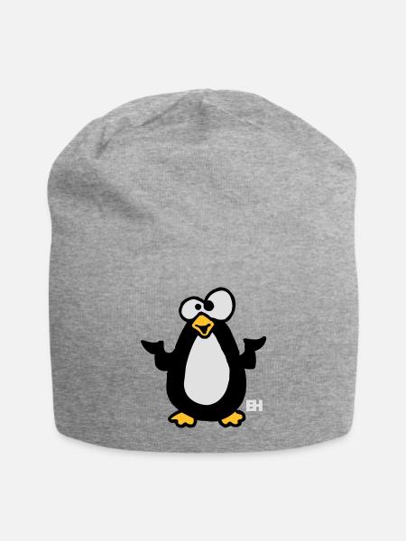Penguin Three Color Design - Jersey Beanie - heather grey
