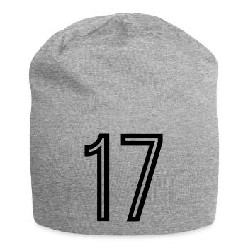 Rückennummer 17 - Jersey-Beanie - Grau meliert - Vorne