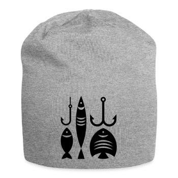 Fische, Anker und Haken - Jersey-Beanie - Grau meliert - Vorne