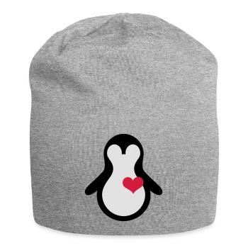 penguin with heart - Bonnet en jersey - gris chiné - Devant
