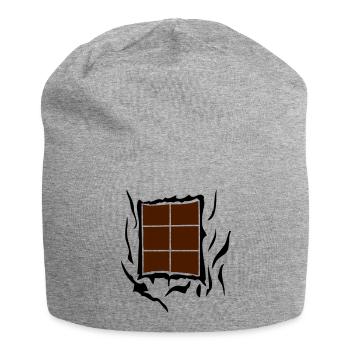 tablette chocolat abdominaux dechire1 - Bonnet en jersey - gris chiné - Devant