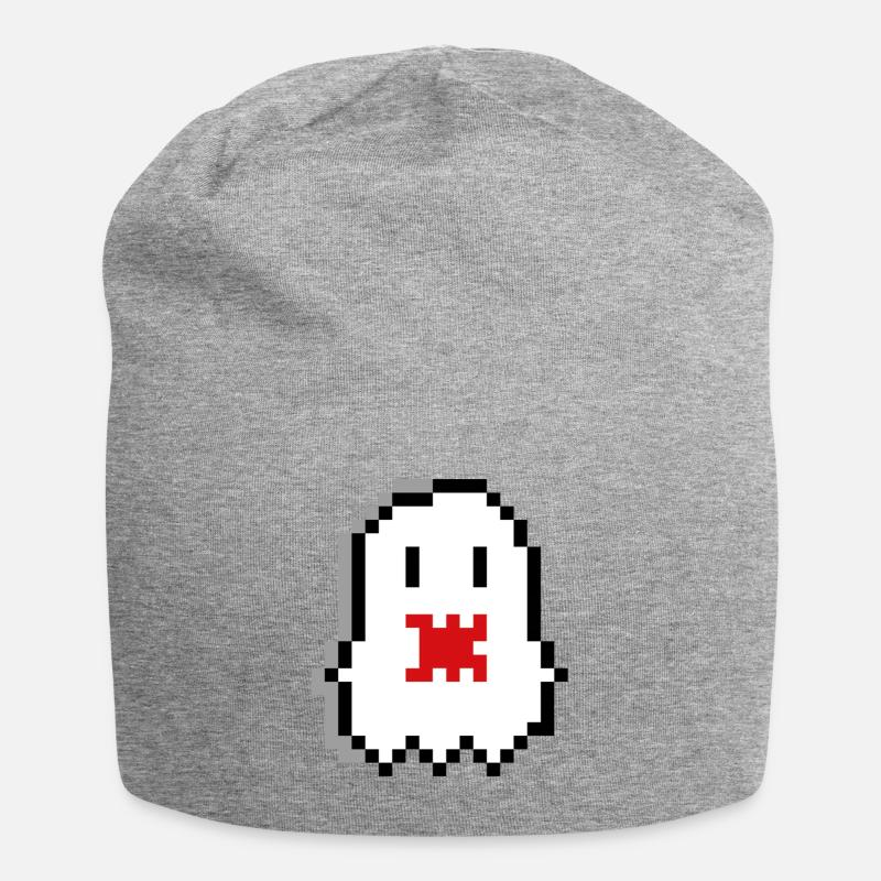Geist Pixel Art - Jersey-Beanie - Grau meliert