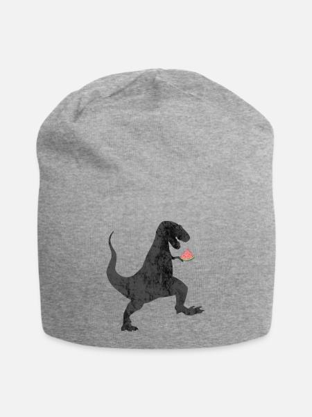 Dino mit Melone - Jersey-Beanie - Grau meliert