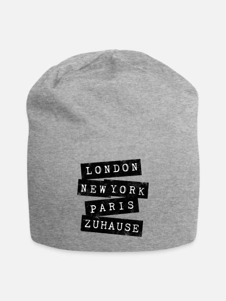 LONDON, NEW YORK, PARIS, ZUHAUSE - Jersey-Beanie - Grau meliert