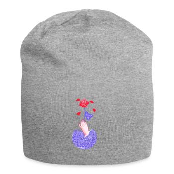 Verzauberte Rose - Jersey-Beanie - Grau meliert - Vorne