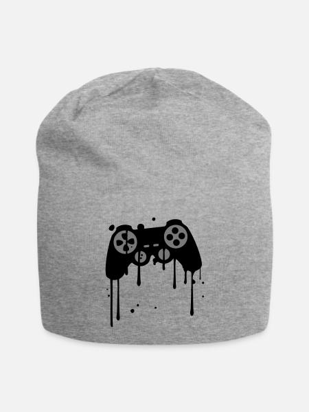 controller graffiti tropfen klex farbe spritzer - Jersey-Beanie - Grau meliert