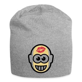 Glatzkopf Mit Kuss Auf Stirn (3C) - Jersey-Beanie - Grau meliert - Vorne
