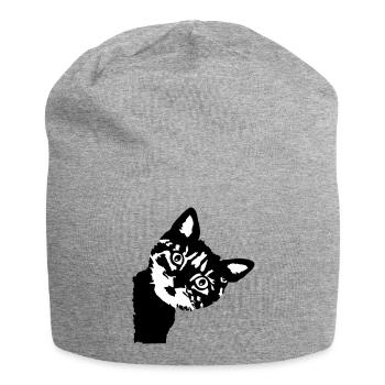Cat, cute kitten - 2 colors - Bonnet en jersey - gris chiné - Devant