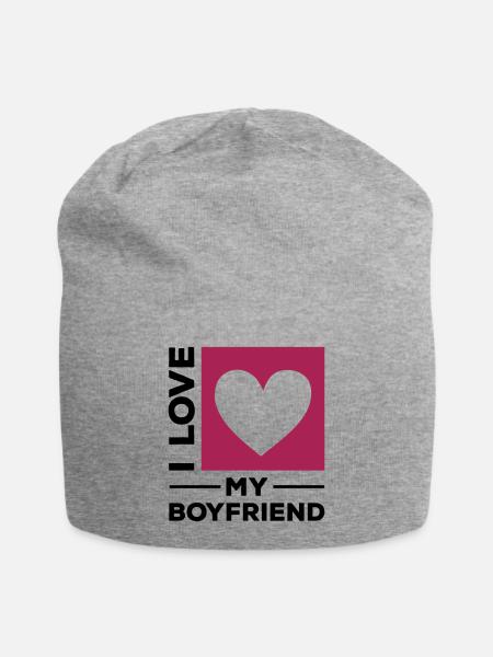 i love my boyfriend - Jersey-Beanie - Grau meliert
