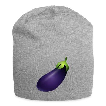 large violet glowing aubergine - Jersey Beanie - heather grey - Front