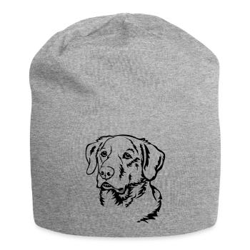 Tête de labrador - Bonnet en jersey - gris chiné - Devant