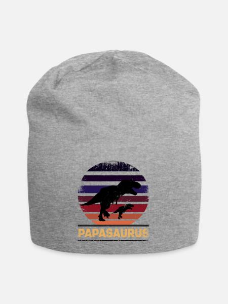 Papasaurus Vater Dinosaurier Familien Papa - Jersey-Beanie - Grau meliert