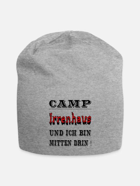 Camp Irrenhaus und ich bin mitten drin, Spruch - Jersey-Beanie - Grau meliert