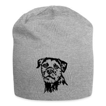 BORDER TERRIER Hundeportrait Hund Hunde Wilsigns - Jersey-Beanie - Grau meliert - Vorne