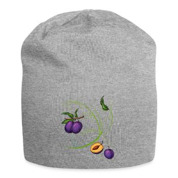 Pflaumen, Obst - Jersey-Beanie - Grau meliert - Vorne