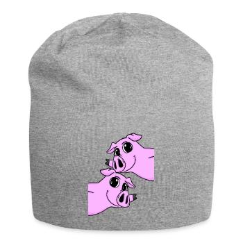 Schwein Schweine - Jersey-Beanie - Grau meliert - Vorne