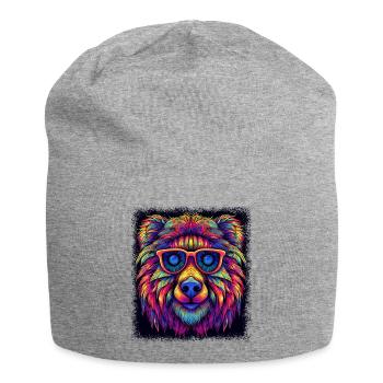 animal birthday present family crest awesome - Jersey Beanie - heather grey - Front