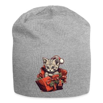 Christmas Kitten4 - Jersey Beanie - heather grey - Front