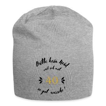 40er Schwarz - Jersey-Beanie - Grau meliert - Vorne