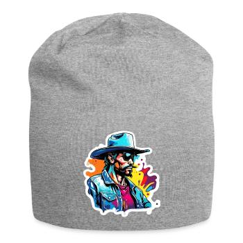 Cowboy / Wilde Westen / Wüste / Lasso / Rodeo - Jersey-Beanie - Grau meliert - Vorne