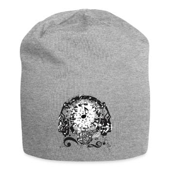 Notenschädel - Jersey-Beanie - Grau meliert - Vorne
