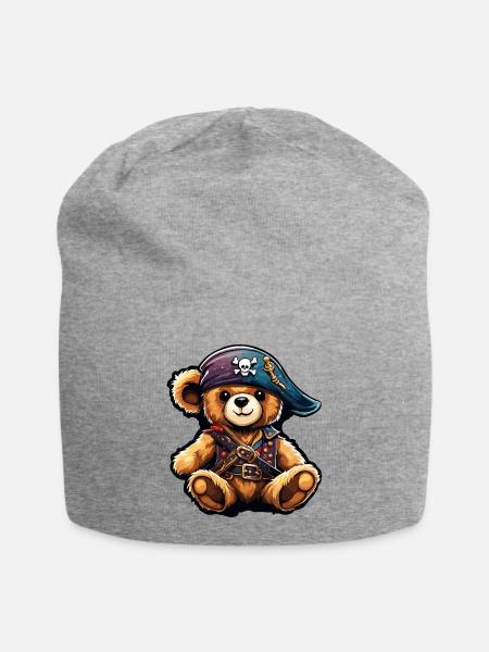 Teddybär / Kuscheltier / Stofftier / Geschenkidee - Jersey-Beanie - Grau meliert
