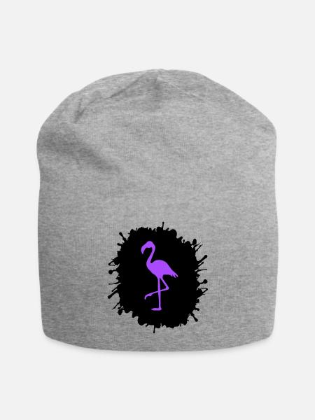 Éclaboussures de flamant rose - Bonnet en jersey - gris chiné