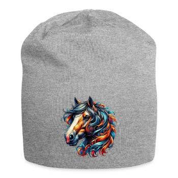 Pferd - Jersey-Beanie - Grau meliert - Vorne