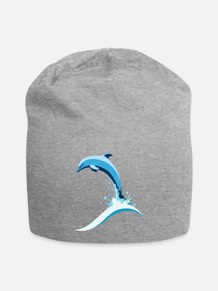 Springender Delfin - Jersey-Beanie - Grau meliert