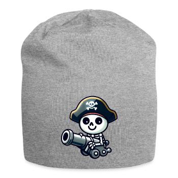 Piratenschädel - Skelett Schatz - Jersey-Beanie - Grau meliert - Vorne