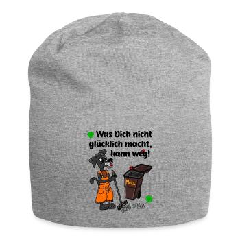 Was Dich nicht glücklich macht, kann weg - Jersey-Beanie - Grau meliert - Vorne