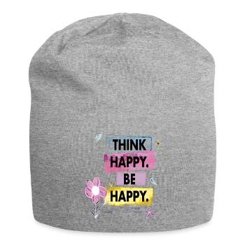 Think Happy, Be Happy - Jersey Beanie - heather grey - Front
