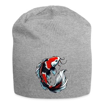 Koi-Karpfen - Jersey-Beanie - Grau meliert - Vorne