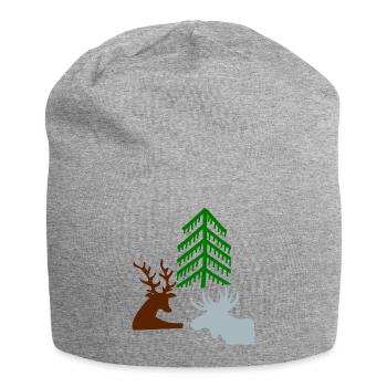 Hirsche im Wald - Jersey-Beanie - Grau meliert - Vorne