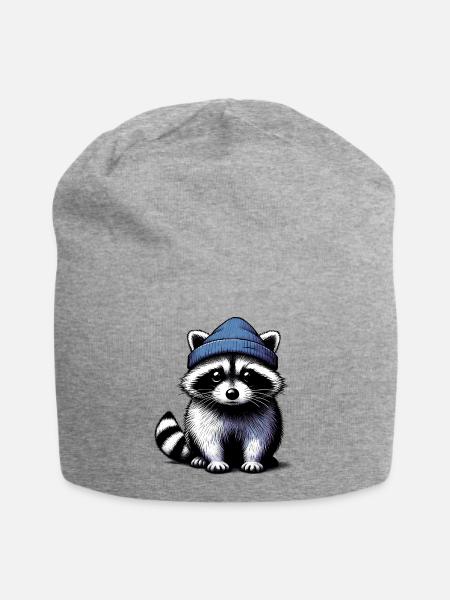 Waschbär - Jersey-Beanie - Grau meliert