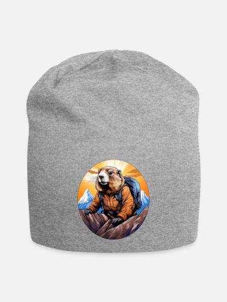 Murmeltier Bergsteiger / Wandern Murmeltiere - Jersey-Beanie - Grau meliert
