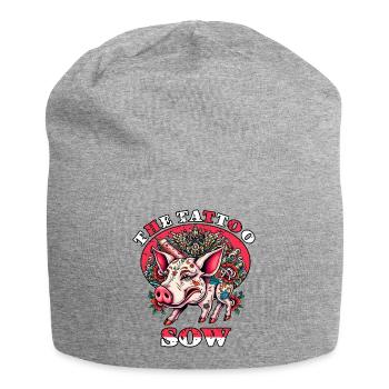 Die Tattoo Sau - Jersey-Beanie - Grau meliert - Vorne