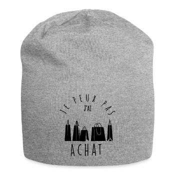 Je peux pas, j'ai achat. - Bonnet en jersey - gris chiné - Devant