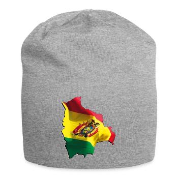 Drapeau de la Bolivie sur la carte de la Bolivie - Bonnet en jersey - gris chiné - Devant