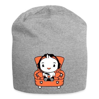 Ente Gamer zocken Controller Headset Sessel sitzen - Jersey-Beanie - Grau meliert - Vorne
