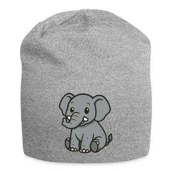 Cute Cartoon Elephant – Gentle Giant - Jersey Beanie - heather grey - Front