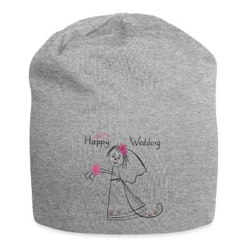 Happy Wedding Hochzeit - Jersey-Beanie - Grau meliert - Vorne