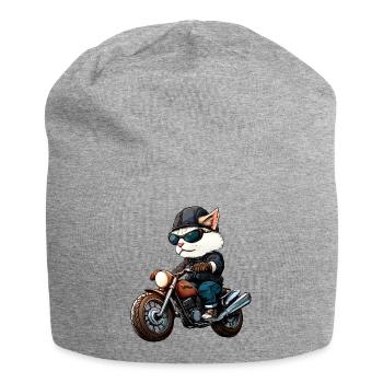 Motorcyclist Cat - Jersey Beanie - heather grey - Front